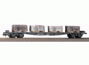 Wagon plat � bogies charg� de blocs de marbre brut