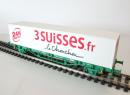 PIKO r�f 95665 HO -Plat essx avec conteneur 40' Les 3 Suisses