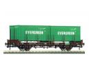 plat � essx SNCF avec containers EVERGREEN