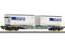 Plat � bogies avec 2 conteneurs CARGO des CFF