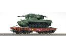 ROCO 67763 HO - Plat charge lourde �p V de la DBAG avec char  GUEPARD de l'arm�e Belge