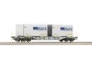 ROCO 66632 HO - Wagon poche avec  2 cont Cargo �p V des CFF
