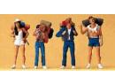 PREISER r�f 65315 �ch O - 4 autostoppeurs et autostoppeuses avec sac � doc et accessoires