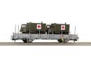 Wagon plat charg�� de 2 ambulances de l'Arm�e Suisse �p V des CFF