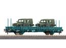 wagon plat � essieux avec 2 v�hicules militaires l�gers VW de 1995
