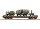 ROCO ref 66758 HO - Plat � bogies avec chargement de v�hicules militaires