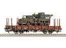 ROCO ref 67803 HO - Wagon plat �p III DB charg� avec camion grue Magirus Jupiter de la Bundeswehr