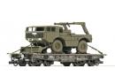 ROCO ref 67809 HO - Wagon plat charge lourde �p III DB  avec camion Faun de la Bundeswehr