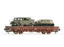 ROCO ref 67806 HO - Wagon plat �p III de la DB charg� avec des engins de la Bundeswehr