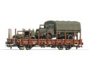 ROCO ref 67804 HO - Wagon plat �p III de la DB avec camion et voiture de la Bundeswehr