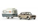 BREKINA ref 29110 HO - Peugeot 504 m�tallis�e avec caravane Eriba