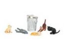 BACHMANN ref 33107 HO - Set de 5 chats autour d'une poubelle (bo�te � ordures)