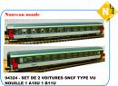 PIKO ref 94324 N - Set de 2 voitures SNCF type VU logo 'nouille'