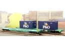 BACHMANN ref 37311 HO/OO - Transcontainers avec 2 containers 20' ISO 'P.O' + 'MSC'