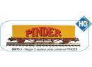 PIKO ref 96973 HO - Plat � essieux avec container PINDER 40' �p V SNCF