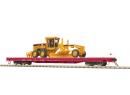 MTH ref 80 98021 HO - Wagon plat plancher bois charg� d'une niveleuse Cie Santa F�