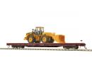 MTH ref 80 98014 HO - Wagon plat plancher bois avec chargeuse sur pneumatiques 950G (Southern)