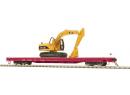 MTH ref 80 98029 HO - Wagon plat plancher bois charg� avec pelle hydraulique type 315C (Santa Fe)
