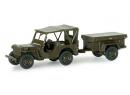 HERPA 741989 HO - Jeep Willys avec remorque b�ch�e (ex Roco 444)