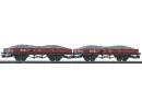 SAI P 1045 (PIKO) HO - Set de 2 wagons plats SNCF Infra charg�s de vieux ballast