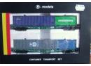 ROCKY-RAIL 45108 HO - Set de 2 wagons Sgns (MOL,Xines,Evergreen, Baco) ep VI SCNB B Cargo