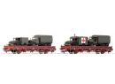 ROCO 66144 HO - Set de 2 wagons plats chag�s GMC et Dodge ep III OBB