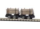 BUSCH 5025 H0 - Set de 2 wagonnets de mine chargs de poutres en bois