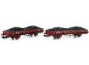 SAI P 1046 (PIKO) HO - Set de 2 wagons plats SNCF Infra charg�s de vieux ballast