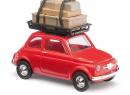 BUSCH 48714 HO - Fiat 500 rouge avec galerie porte bagages charg�e