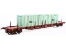 LS MODELS 30101 Wagon porte conteneur type S6-16 rouge UIC, conteneur 40' CNC ep IV SNCF