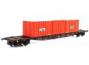 LS MODELS 30109 HO - Wagon porte conteneur type S7S  brun UIC, TOUAX, conteneur 40', CNC ep IV SNCF