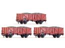 ROCO 66127 HO - Set de 3 tombereaux ridelles bois charg�s ep III DB