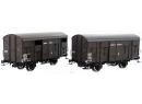 REE MODELES WB 301 HO - WB301 Coffret de 2 wagons couvert 20T livre brun avec toit noir ep II PLM