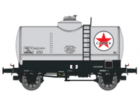 Photo 1/1 : W-006-B-02 � Citerne rivet�e, boites d�essieux � coussinets, frein�, �CALTEX� n�596348 
W-006-F-02 - Citerne rivet�e, boites d�essieux � coussinets, plateforme serre-frein, �CALTEX� n�596353