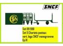 LS MODELS 89598 HO - Set de 5 chariots postaux verts ep III SNCF