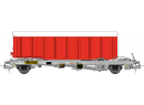 REE Modles WB 336 HO - Wagon KANGOUROU avec Remorque Rouge tl simple essieu ep III SNCF - WB336