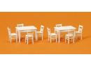 PREISER 17217 HO -  2 tables et 8 chaises blanches