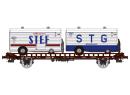 REE Modèles WB635 HO - Wagon UFR Biporteur avec remorques STEF et STG ep III SNCF