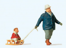 PREISER 28078 HO - Homme tirant une luge avec un enfant