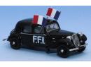 SAI 6191 HO - Citroen Traction 11A 1935, noire, FFI avec 2 drapeaux francais