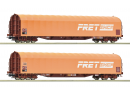 ROCO 6600161 HO - Coffret de 2 wagons  bche coulissante, orange, ep IV, SNCF