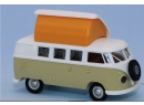 BREKINA 31633 HO - VW T1b camping-car, blanc/vert clair , avec couchage de toit ouvert, 1960