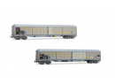 RIVAROSSI HR 6650 HO - Set de 2 wagons  parois coulissantes  4 essieux type Habils ep V SBB
