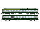 REE Modeles NW261 N - COFFRET 2 VOITURES UIC A4B5 et B5D Verte/Alu, Logo jaune encadr Ep.IV