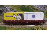 Wagon Plat ELECTROTREN 1421-2 Avec Ranchers Et 2 Conteneurs – NEUF