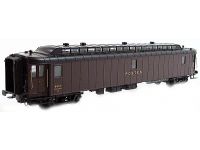 Photo 1/1 : Voiture postale OCEM PTT PAz brun, toit noir, bogies Y2, marquages postes, soufflets n47512