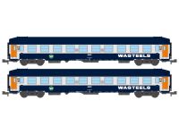 Photo 1/1 : NW-215 - Coffret de 2 Voitures Couchettes UIC B9c9x toit haut, Livre Wasteels, Bogies Y 16, Ep. IV
